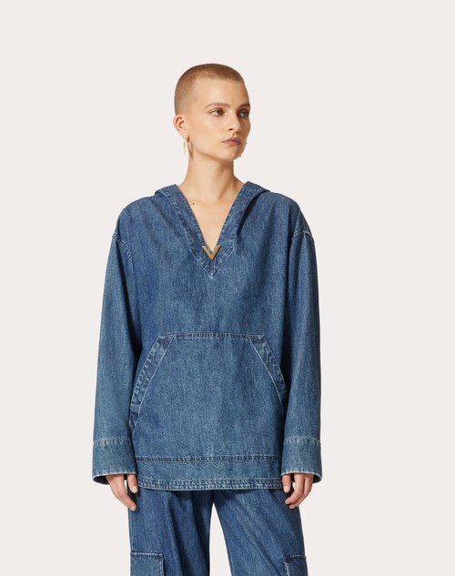 Red Valentino KAFTANO IN CHAMBRAY DENIM Qualità