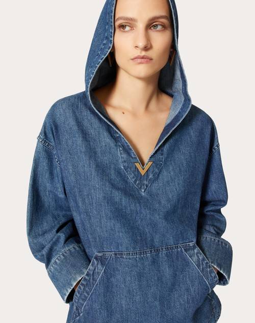 Red Valentino KAFTANO IN CHAMBRAY DENIM Qualità