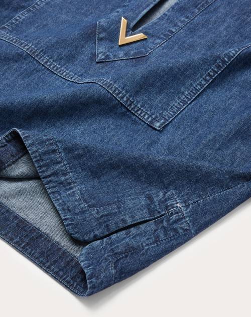 Red Valentino TOP KAFTANO IN CHAMBRAY DENIM Pezzi Unici