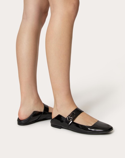 Red Valentino BALLERINA MARY-JANE VLOGO LOCKER IN VERNICE Prezzo Ridotto