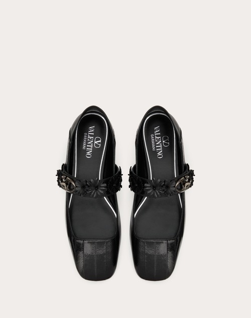 Red Valentino BALLERINA MARY-JANE VLOGO LOCKER IN ANGUILLA CON APPLICAZIONE DI FIORI Sottocosto