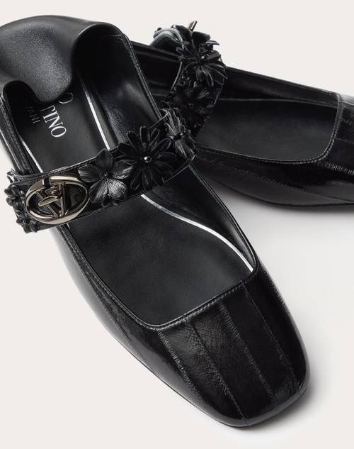 Red Valentino BALLERINA MARY-JANE VLOGO LOCKER IN ANGUILLA CON APPLICAZIONE DI FIORI Sottocosto