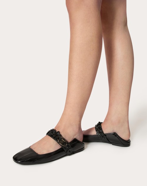 Red Valentino BALLERINA MARY-JANE VLOGO LOCKER IN ANGUILLA CON APPLICAZIONE DI FIORI Sottocosto