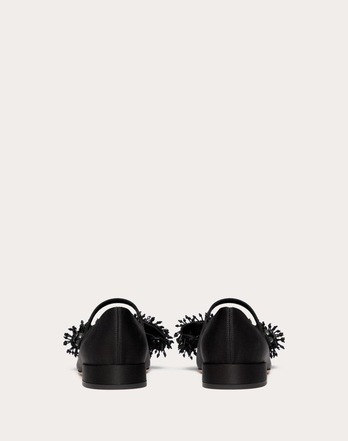 Red Valentino BALLERINA MARY-JANE VALENTINO GARAVANI BOWJANE IN RASO CON RICAMO A FRANGE 20MM Novità