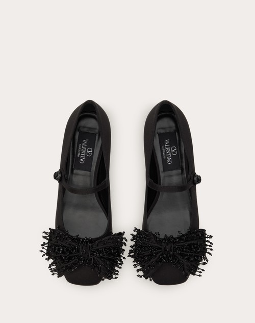 Red Valentino BALLERINA MARY-JANE VALENTINO GARAVANI BOWJANE IN RASO CON RICAMO A FRANGE 20MM Novità
