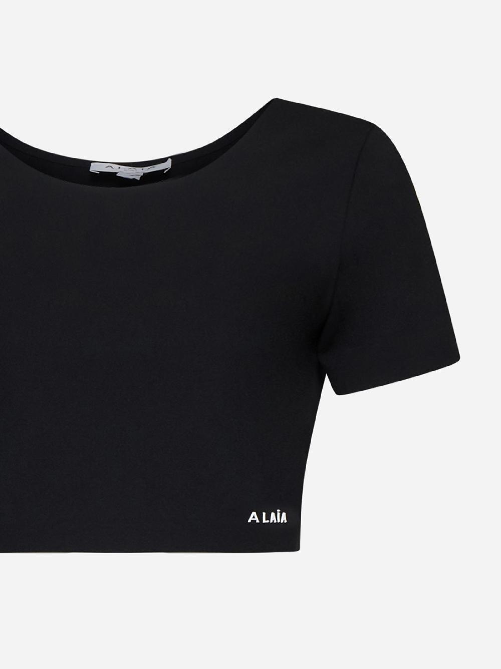 ALAÏA Top aderente in jersey modellante nero Promozione