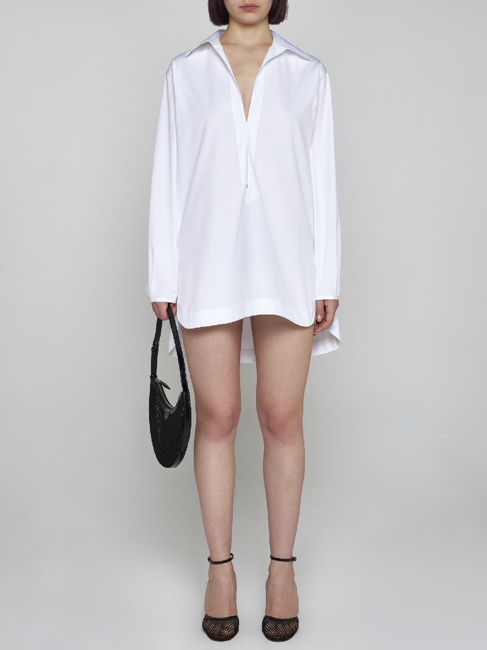 ALAÏA Chemisier a tunica in popeline di cotone bianco Pezzi Unici