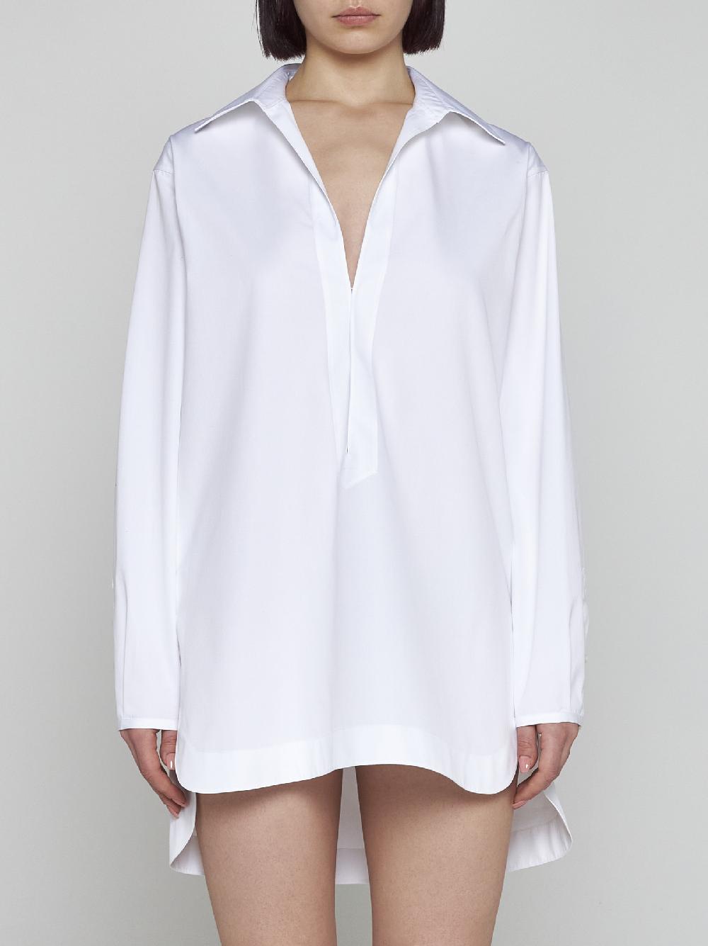 ALAÏA Chemisier a tunica in popeline di cotone bianco Pezzi Unici