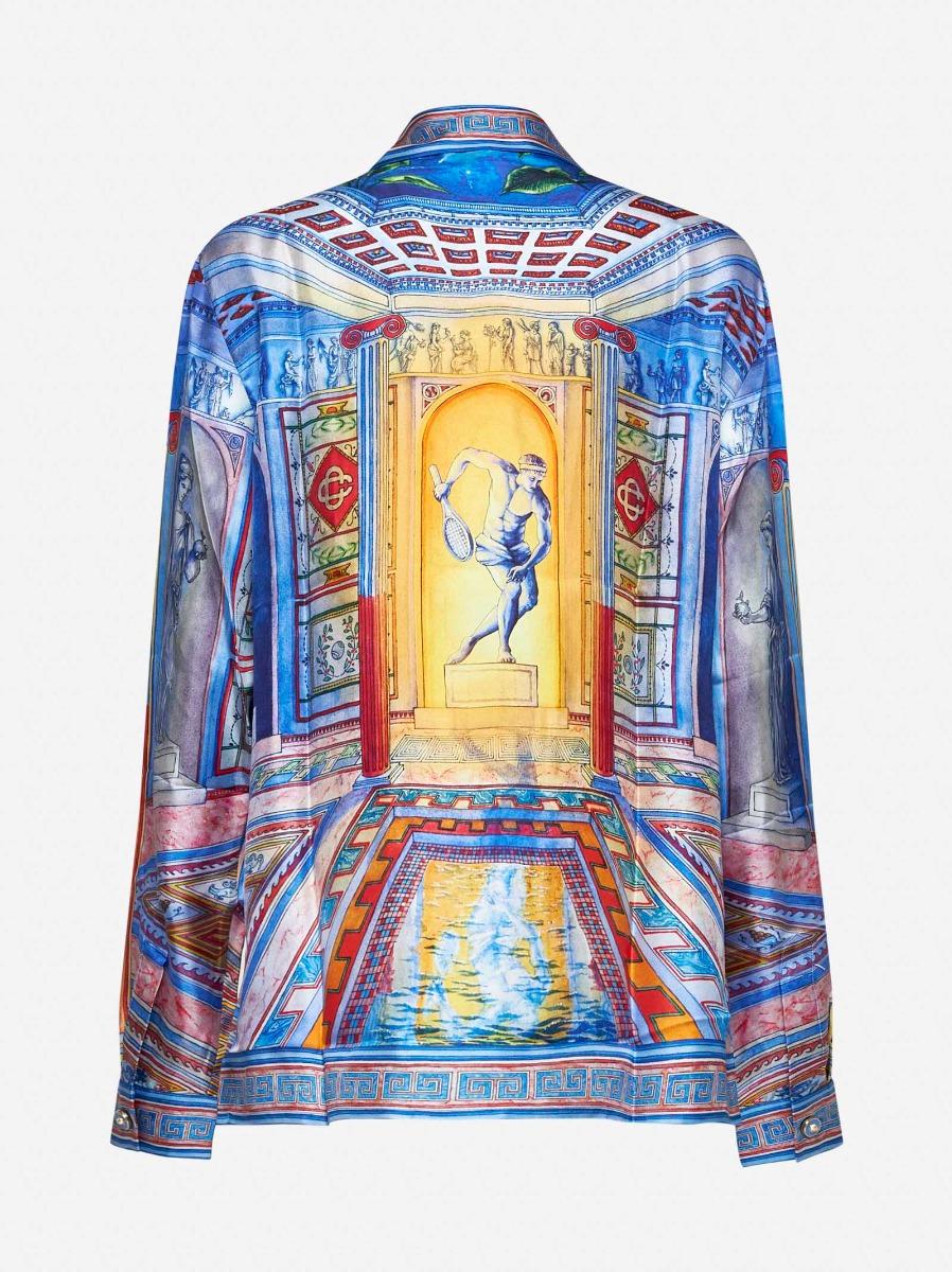 CASABLANCA Camicia Le Temple in twill di seta blu Soddisfazione Garantita