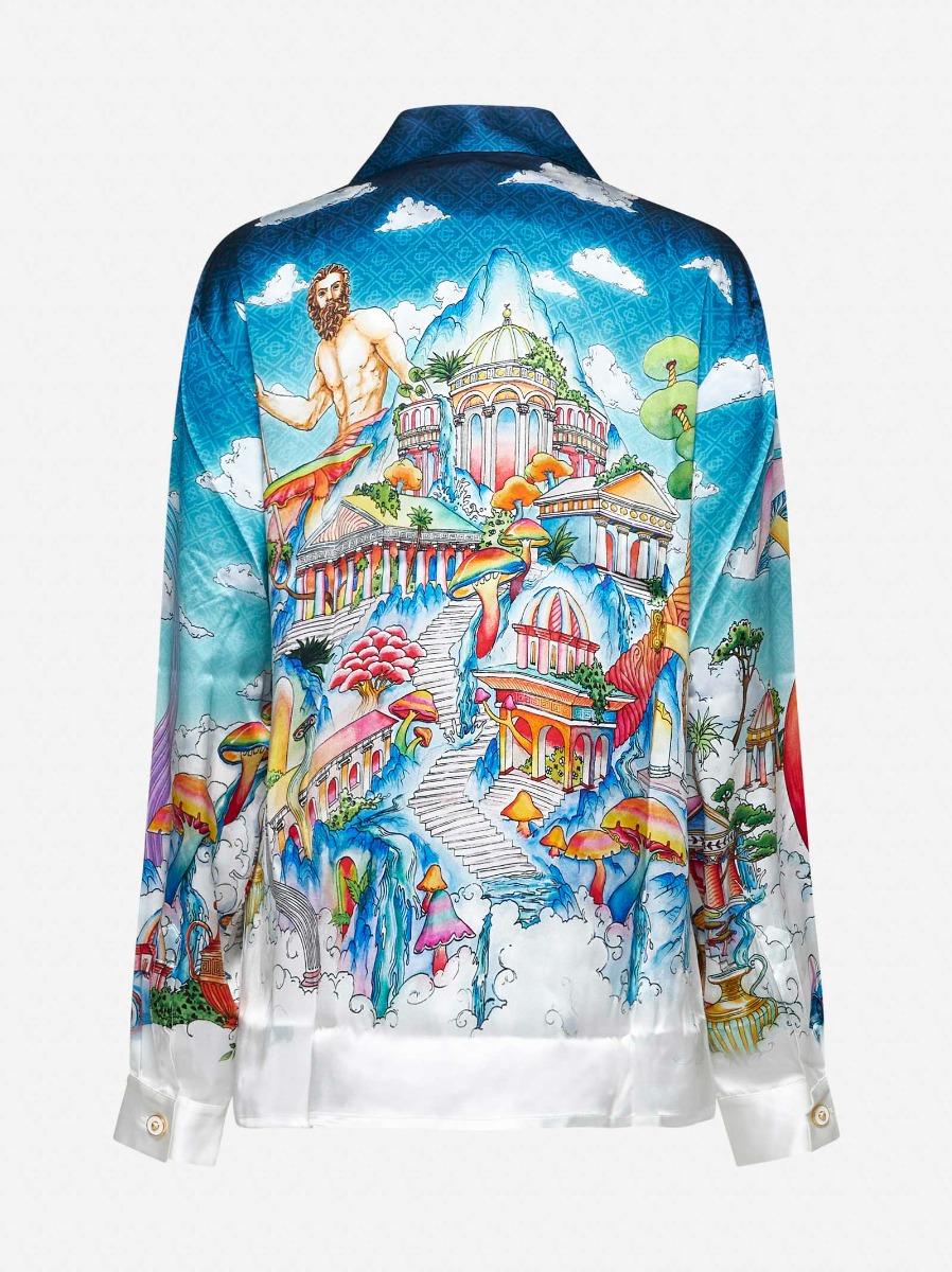 CASABLANCA Camicia The Road To Knowledge in twill di seta Negozi Online