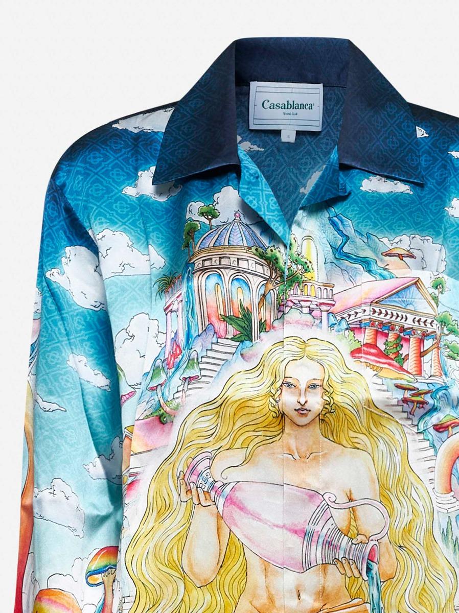 CASABLANCA Camicia The Road To Knowledge in twill di seta Negozi Online