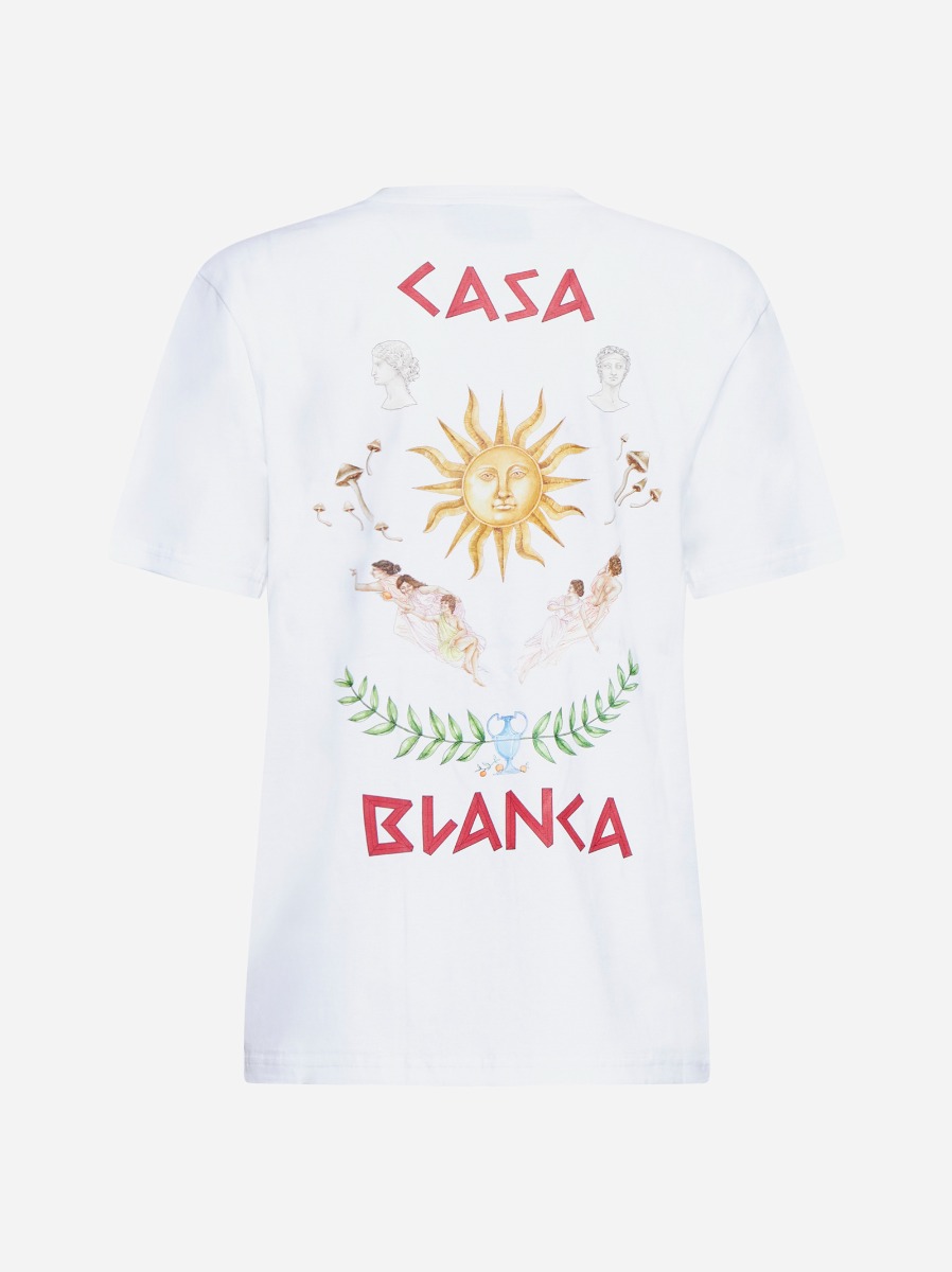CASABLANCA T-shirt Le Temple Du Savoir bianca Acquista Ora