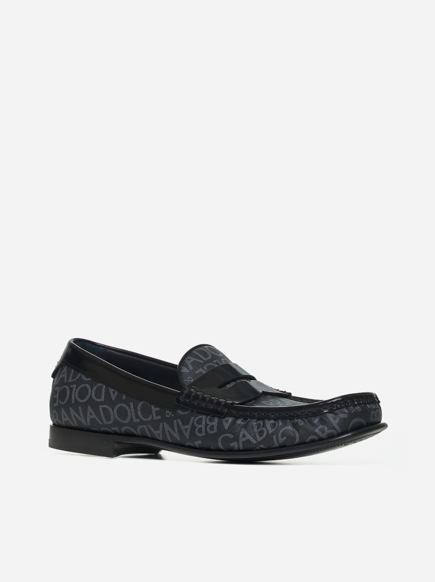 DOLCE & GABBANA Mocassini in tessuto a logo all-over Shopping Online