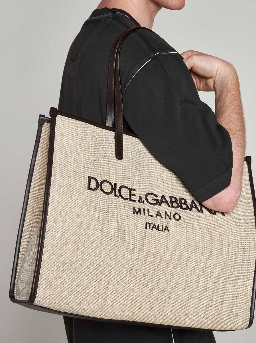 DOLCE & GABBANA Borsa shopping grande in tela con logo In Linea