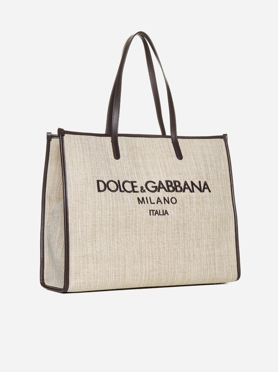 DOLCE & GABBANA Borsa shopping grande in tela con logo In Linea