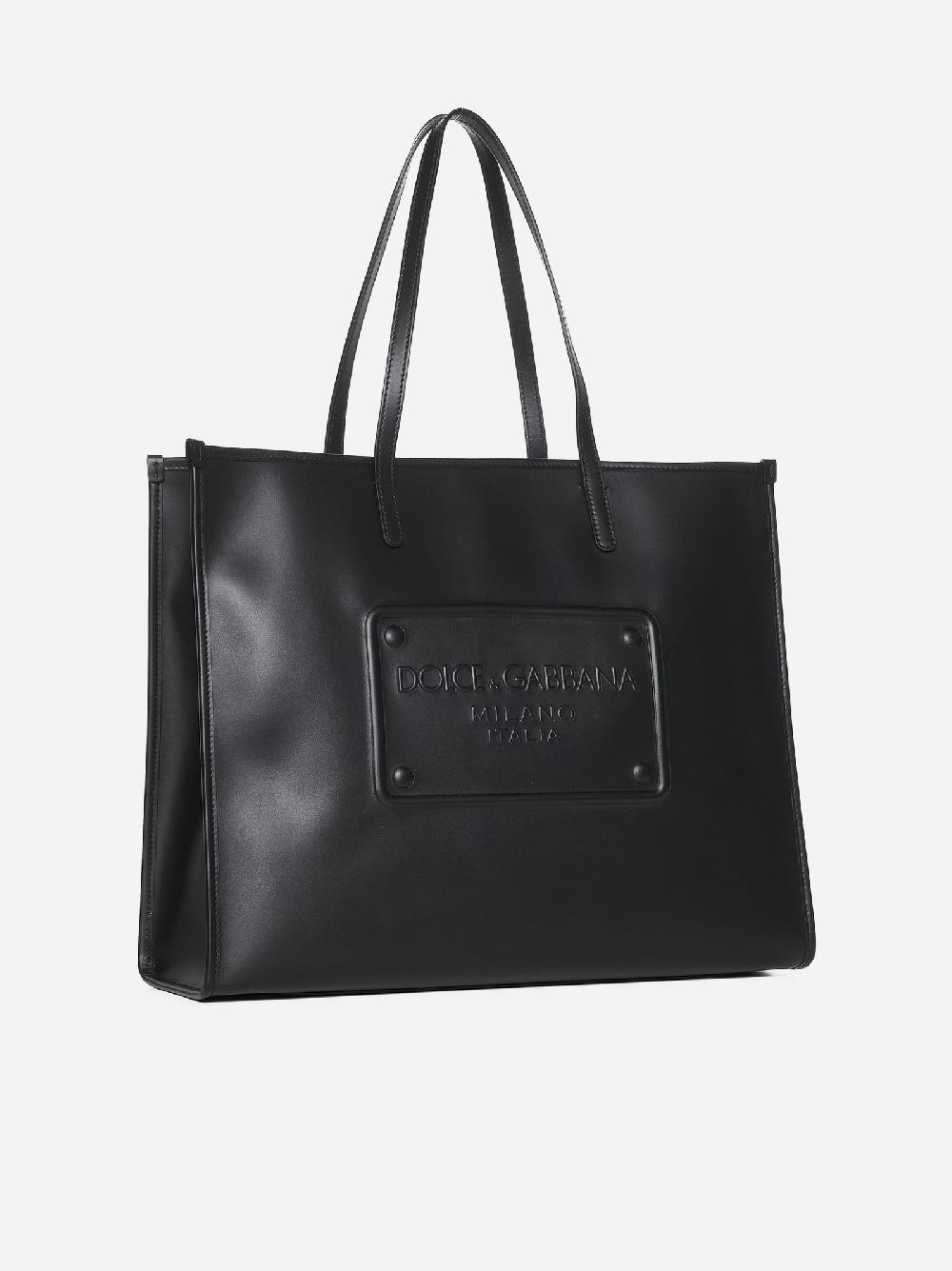 DOLCE & GABBANA Borsa tote grande in pelle con logo Qualità Garantita
