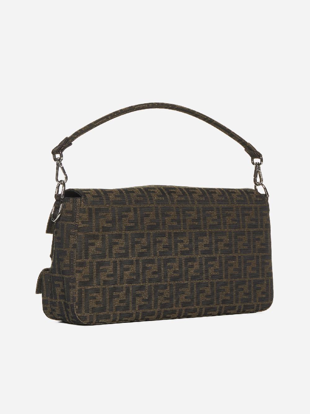 FENDI Borsa Baguette Multipocket Maxi in tessuto FF Consegna Veloce