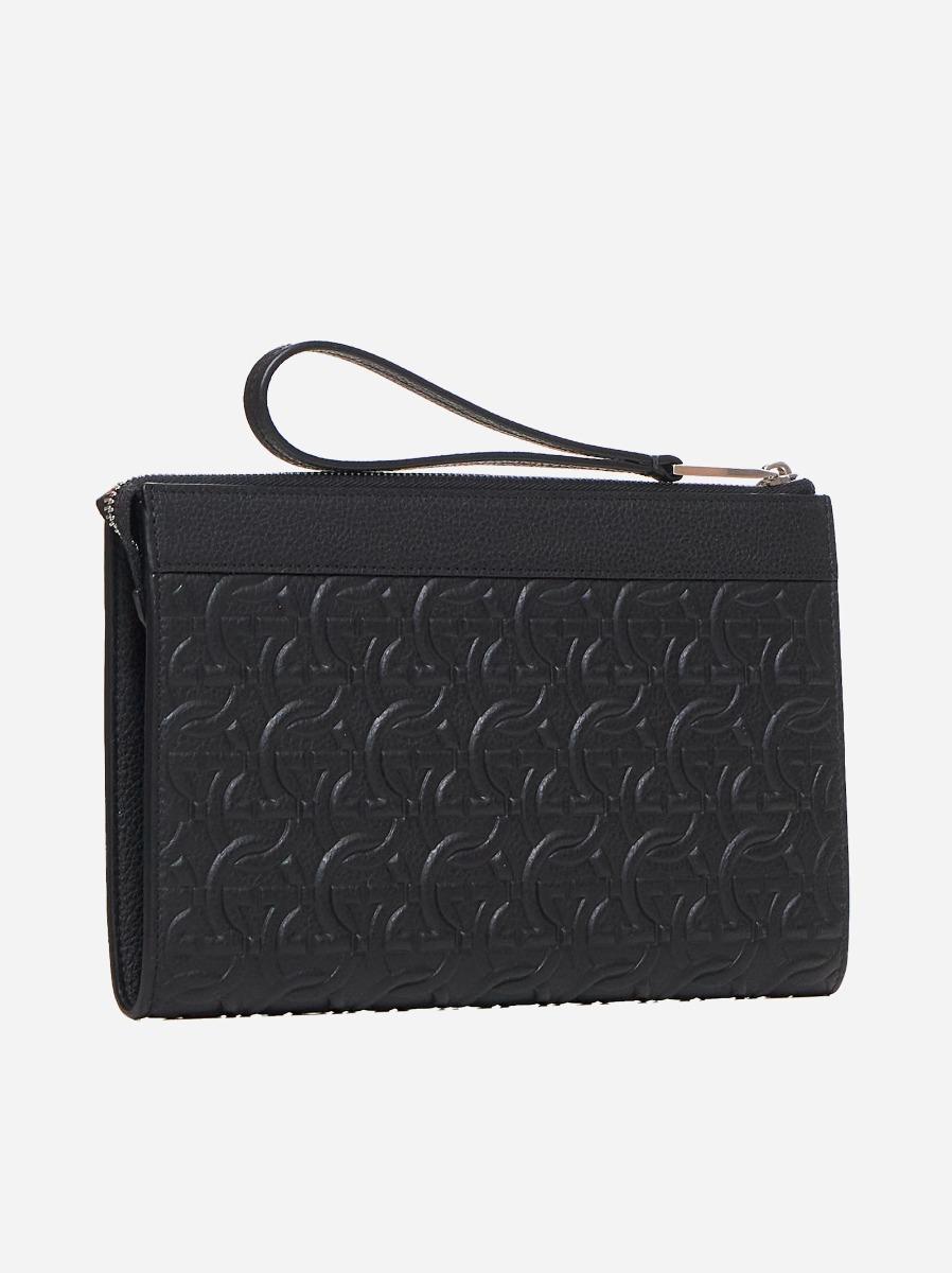 FERRAGAMO Clutch Travel in pelle Gancini Prezzo Ridotto
