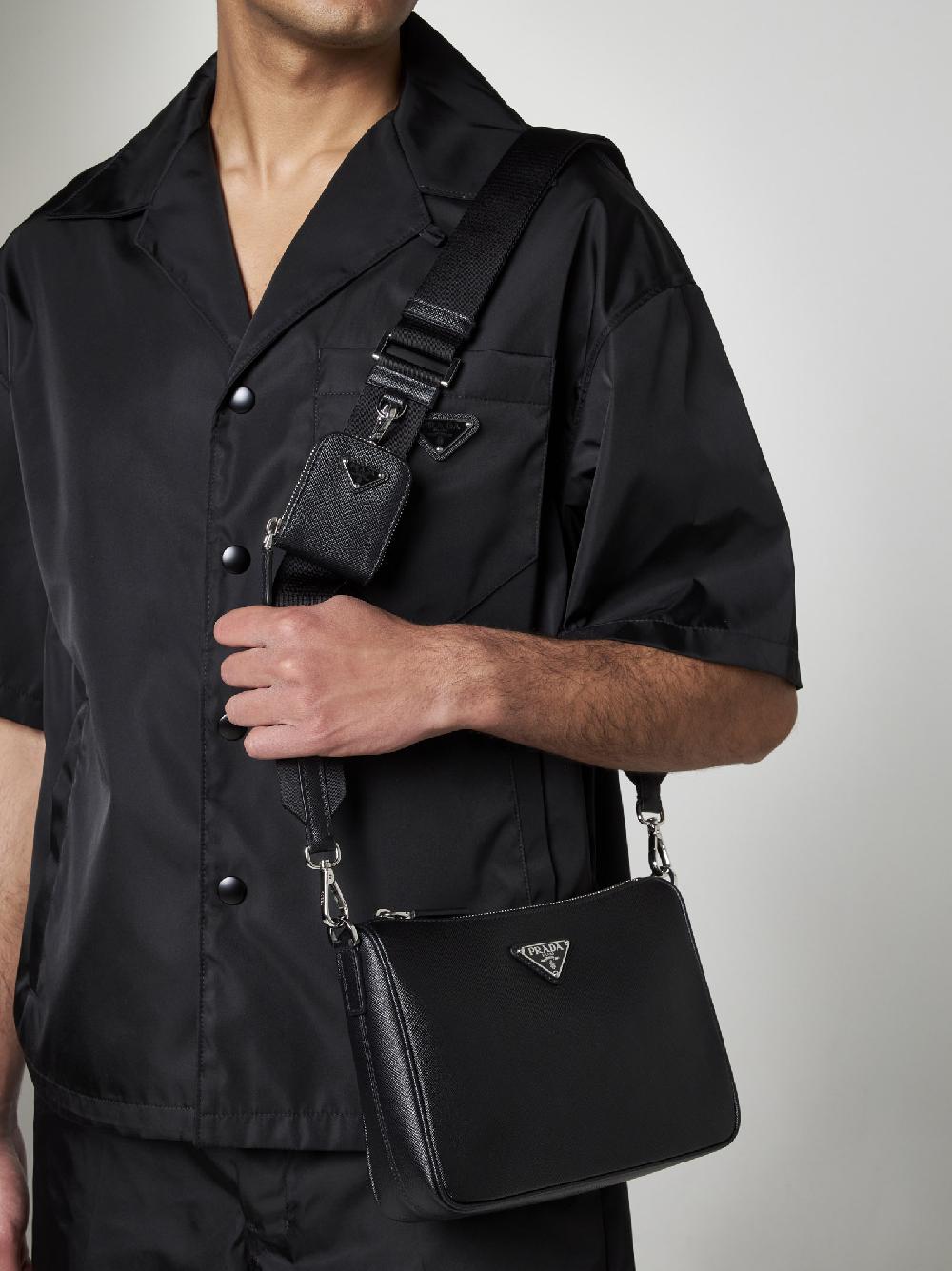 PRADA Borsa in pelle Saffiano con placca-logo Offerta