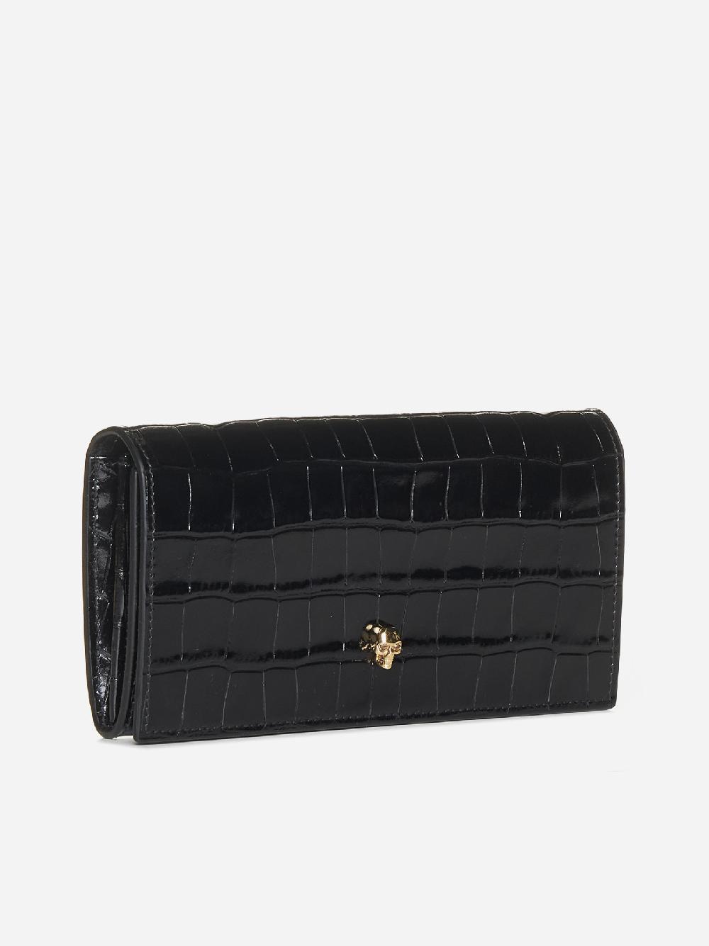 ALEXANDER MCQUEEN Portafoglio Skull in pelle effetto coccodrillo Moda