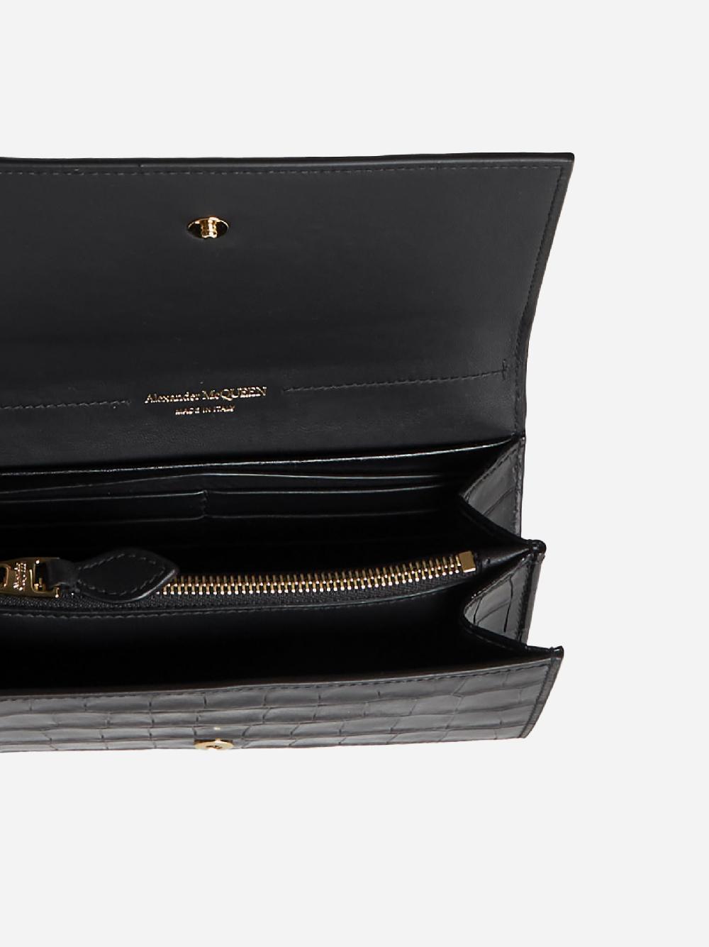 ALEXANDER MCQUEEN Portafoglio Skull in pelle effetto coccodrillo Moda