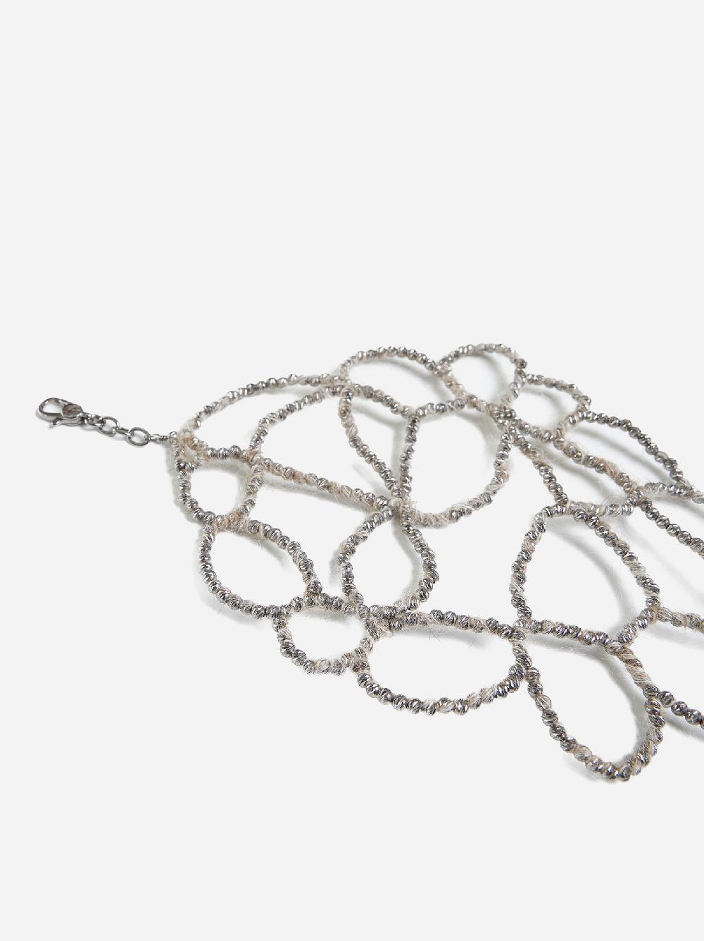 BRUNELLO CUCINELLI Bracciale Ramage in argento e mohair Outlet
