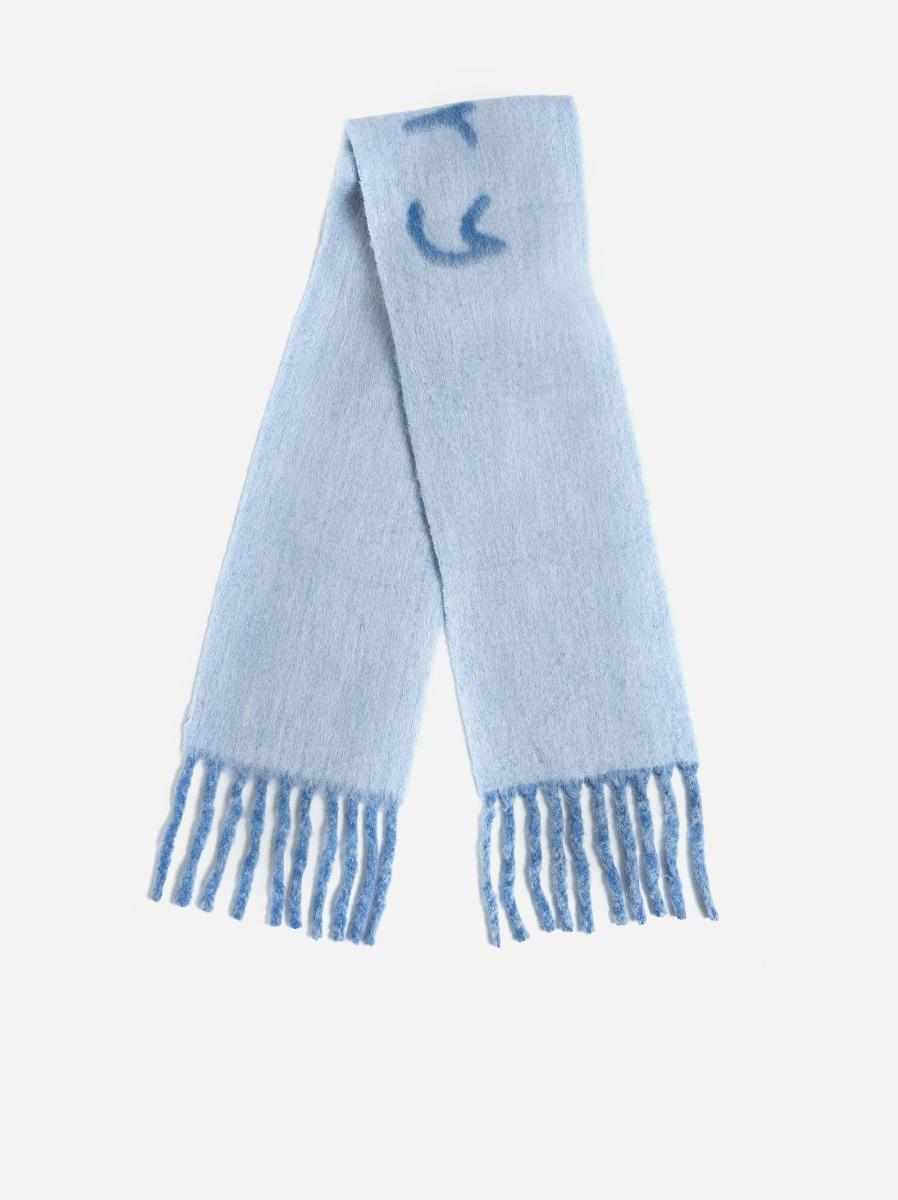 BURBERRY Sciarpa reversibile azzurra con logo Nuova