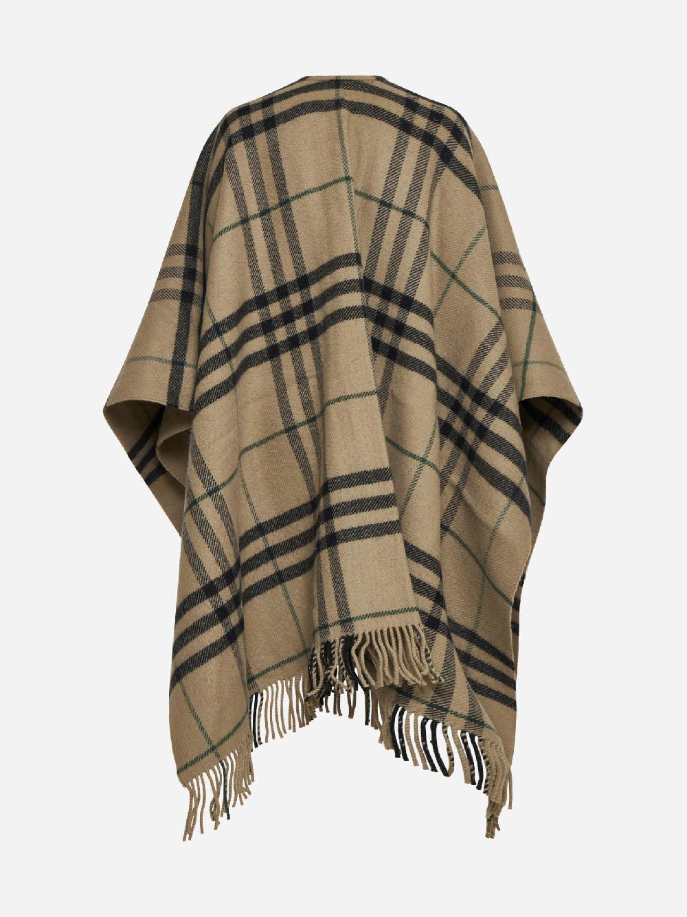 BURBERRY Mantella in lana e cashmere Check beige 2025