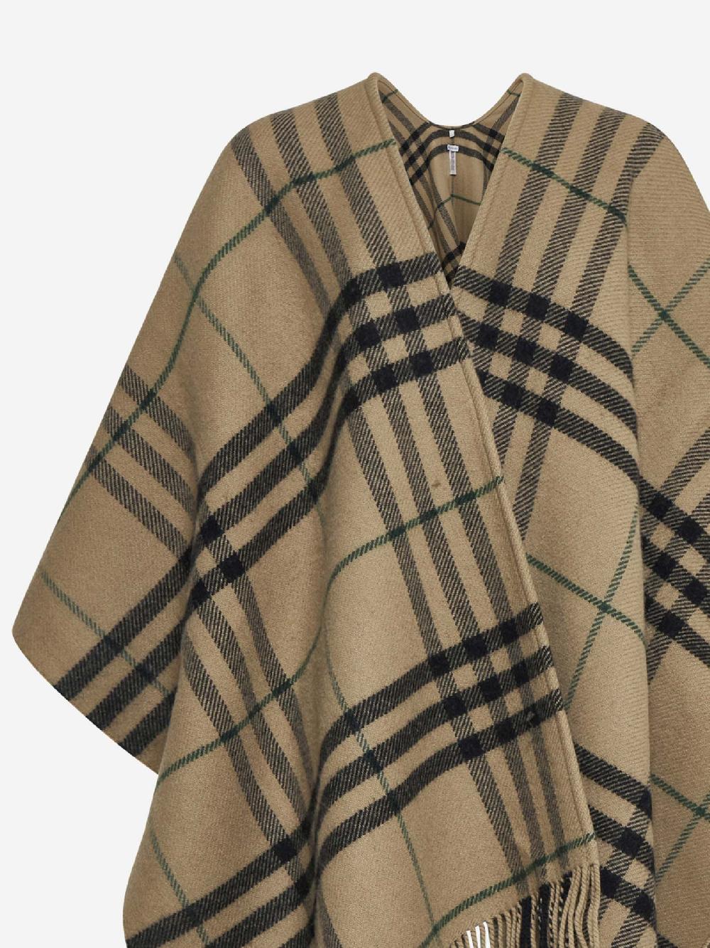 BURBERRY Mantella in lana e cashmere Check beige 2025