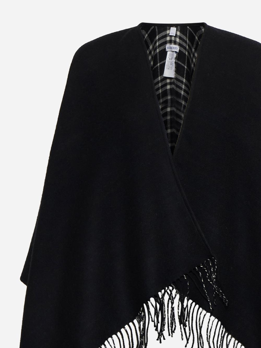 BURBERRY Mantella reversibile in lana Check nera Italy