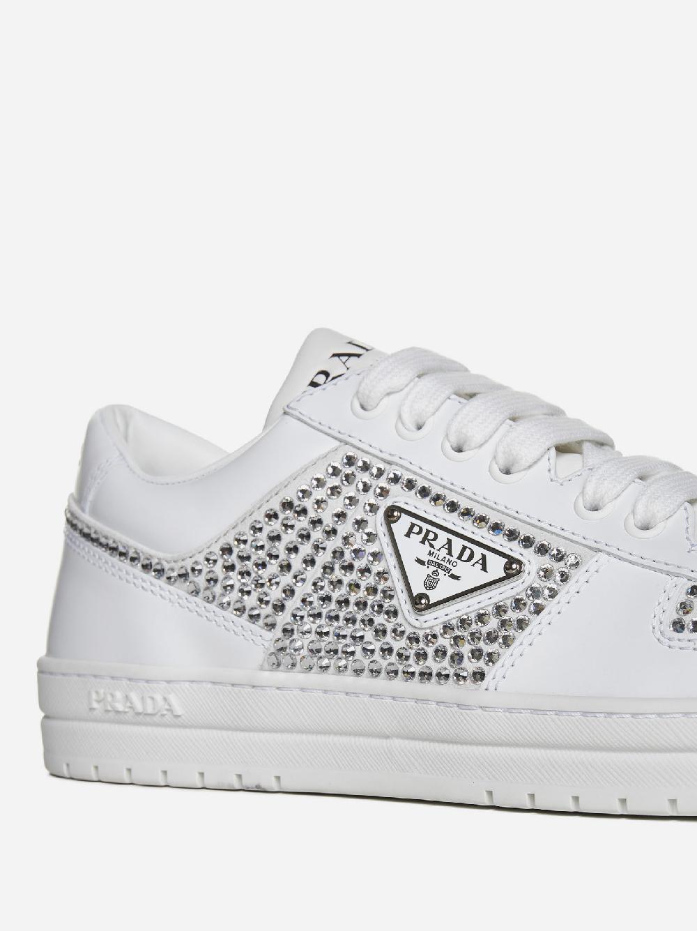 PRADA Sneakers Downtown in pelle con strass Promozione Limitata