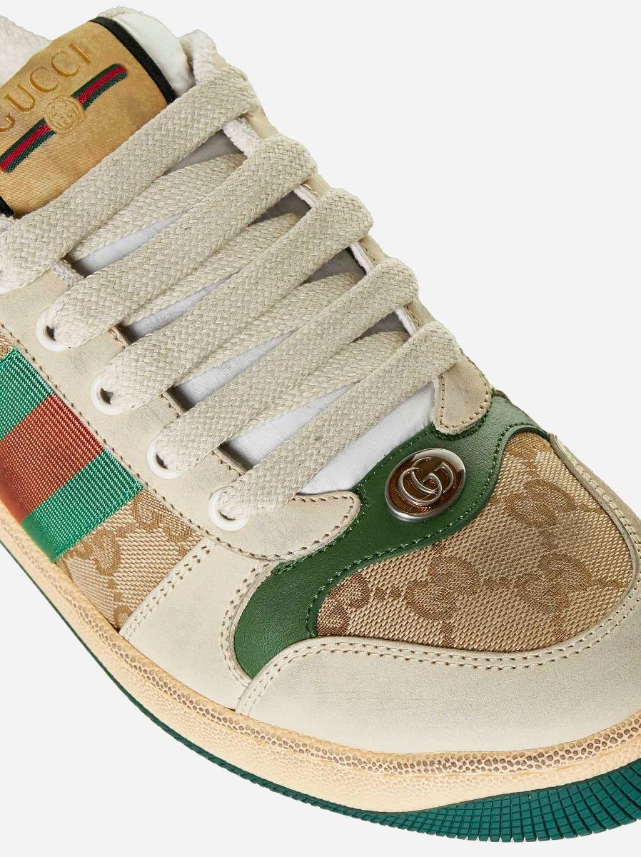 GUCCI Sneakers Screener in pelle e tessuto GG Sconto