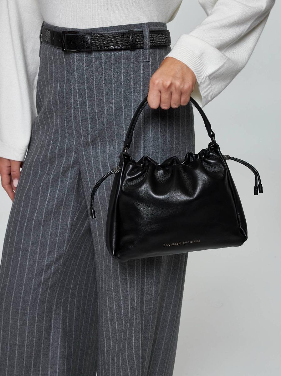 BRUNELLO CUCINELLI Borsa a mano Bucket Mellow piccola nera Soddisfazione Garantita