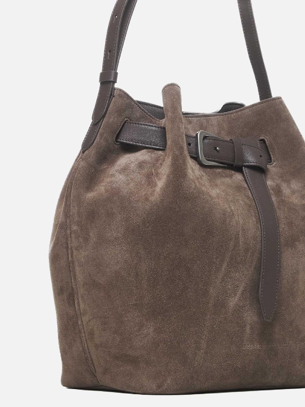 BRUNELLO CUCINELLI Borsa a secchiello in suede Vendita Calda