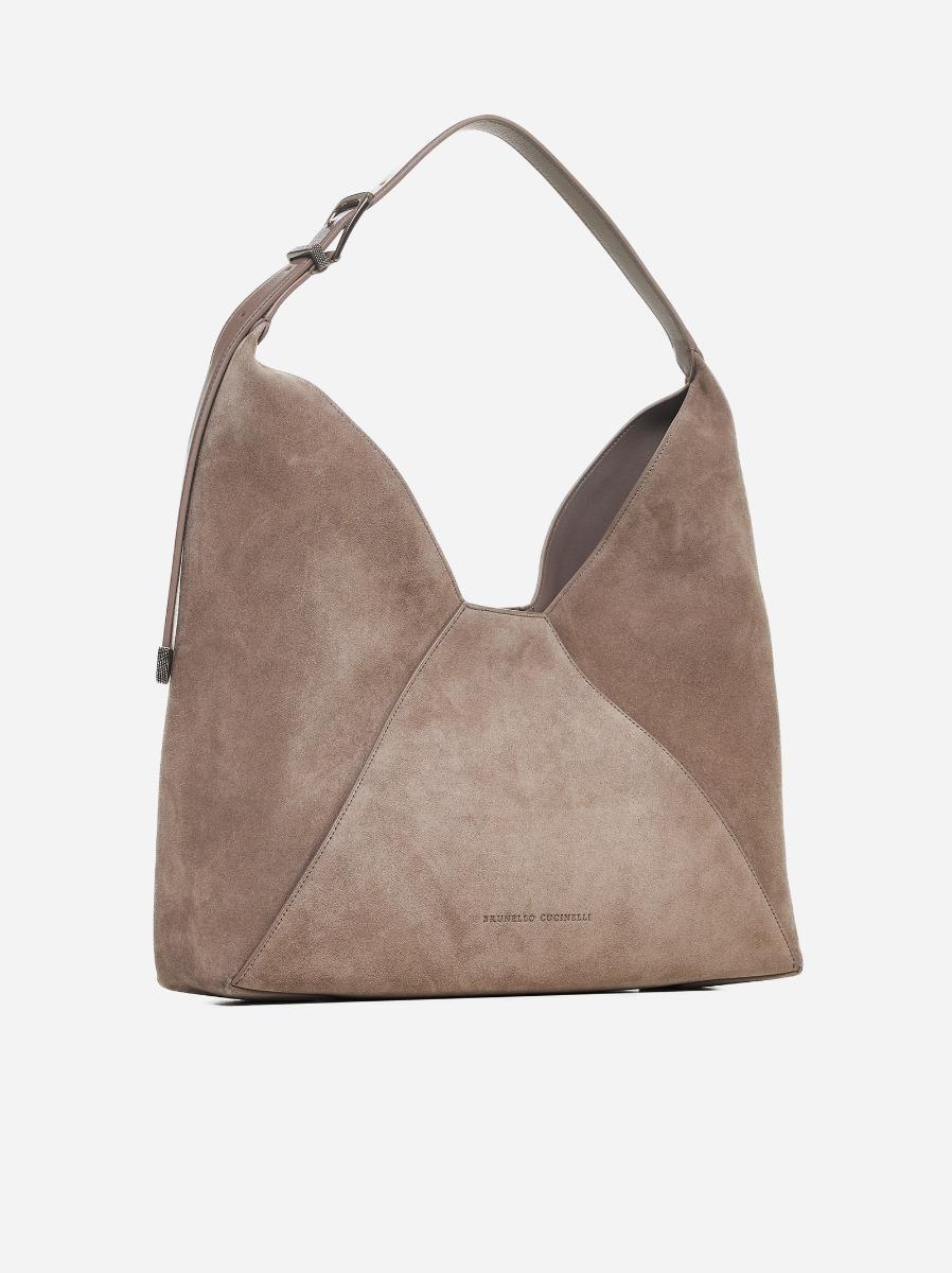 BRUNELLO CUCINELLI Borsa hobo in suede Saldi Di Fabbrica