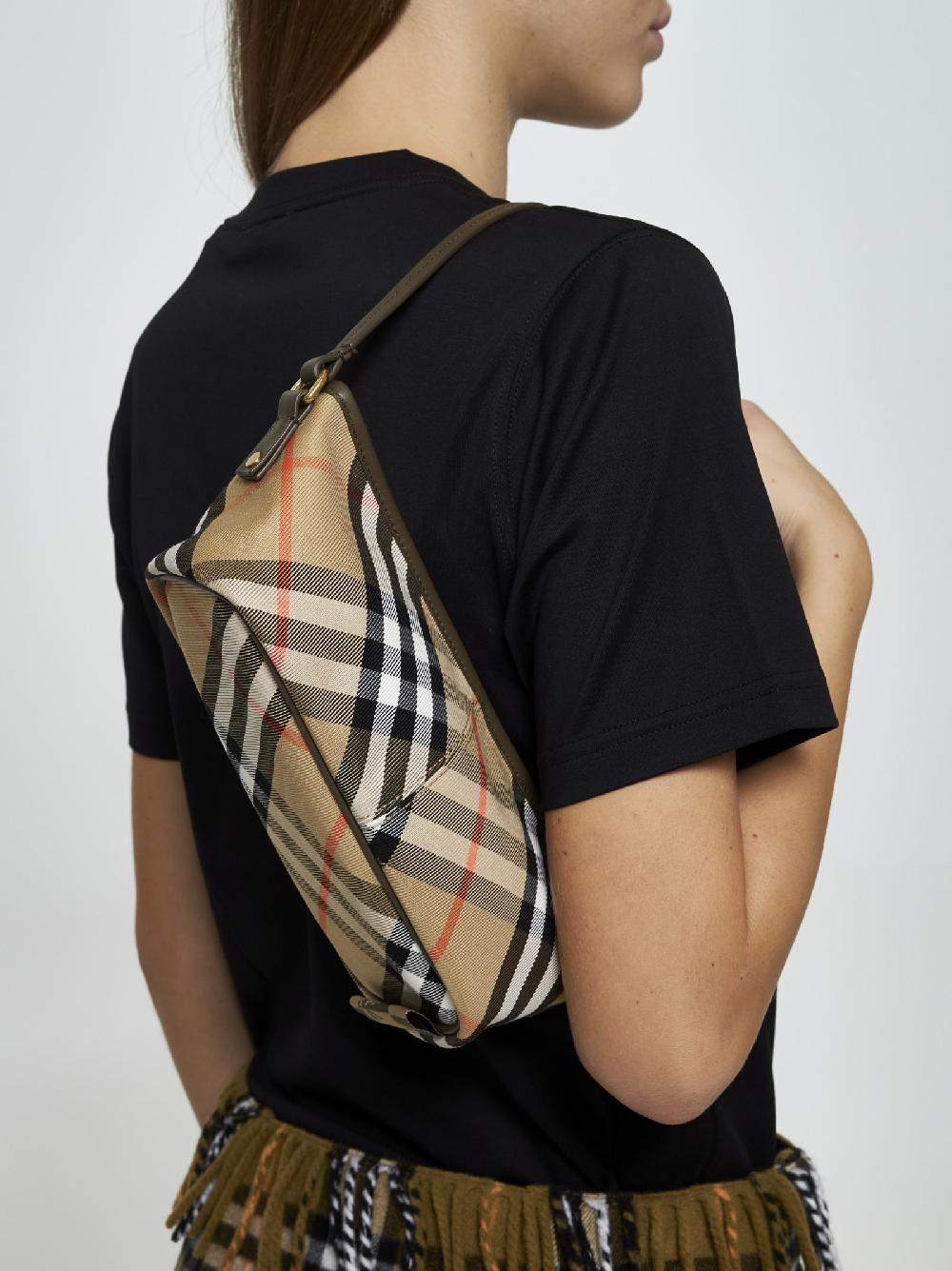 BURBERRY Borsa Baguette in tela check Moda