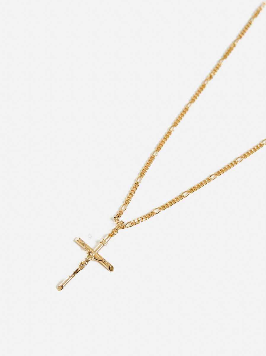 DOLCE & GABBANA Collana in ottone dorato con ciondolo croce Convenienza