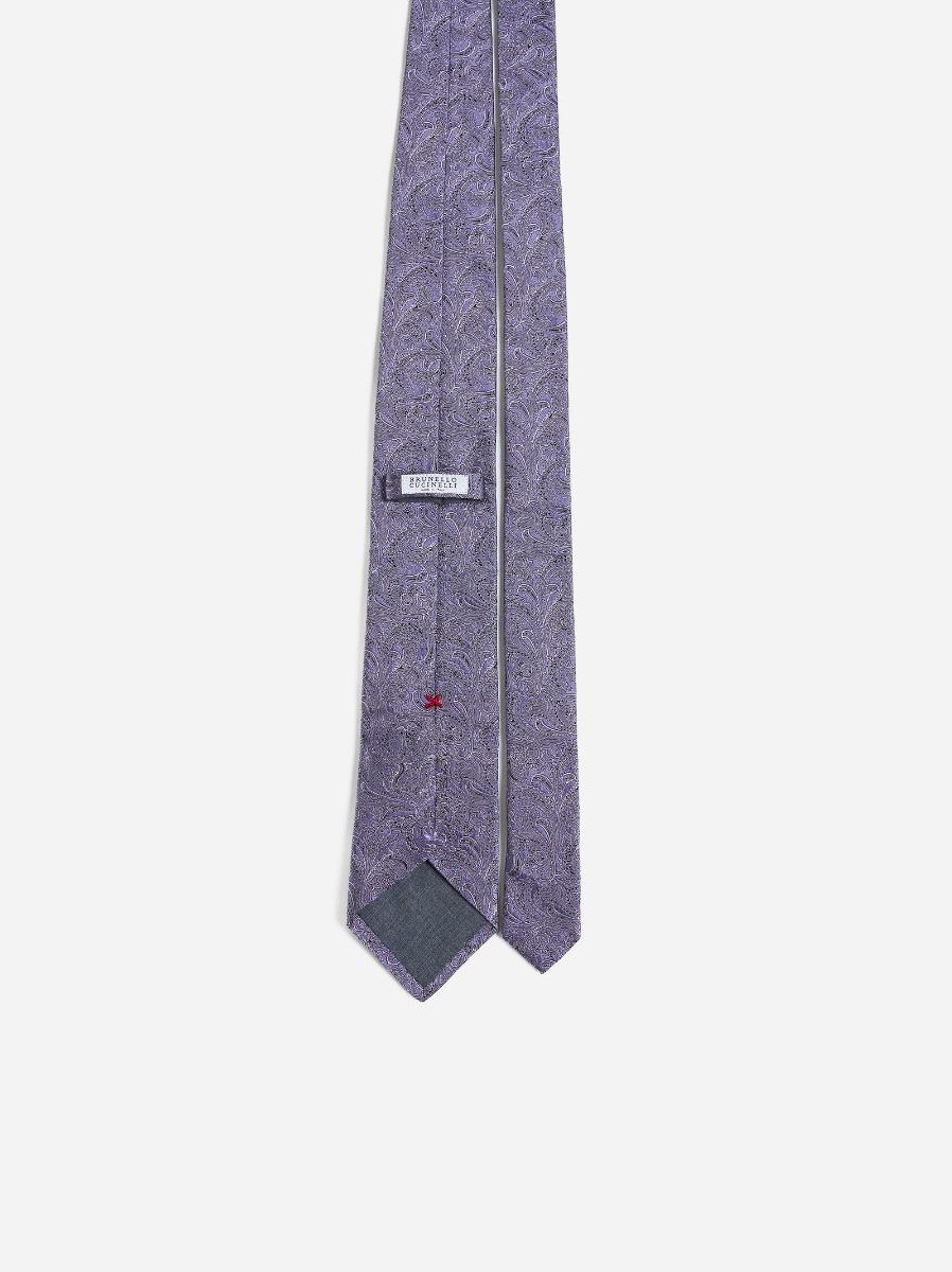 BRUNELLO CUCINELLI Cravatta in Paisley jacquard di seta Outlet