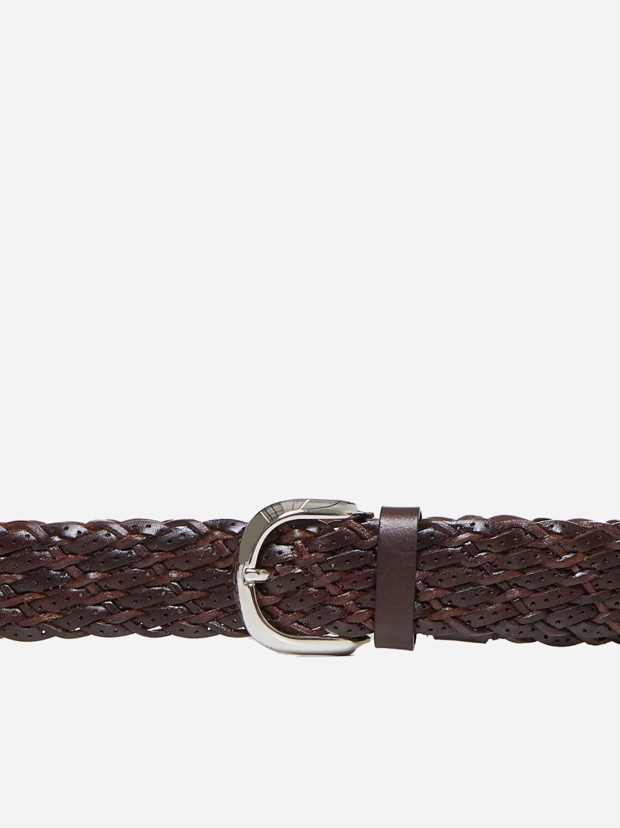 BRUNELLO CUCINELLI Cintura in pelle intrecciata Saldi Di Fabbrica