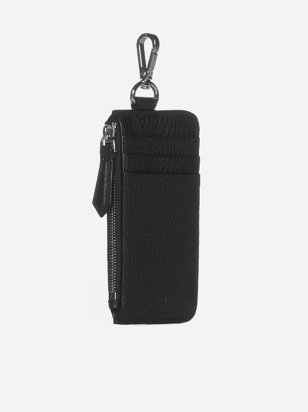 FENDI Portacarte in pelle con logo In Saldo