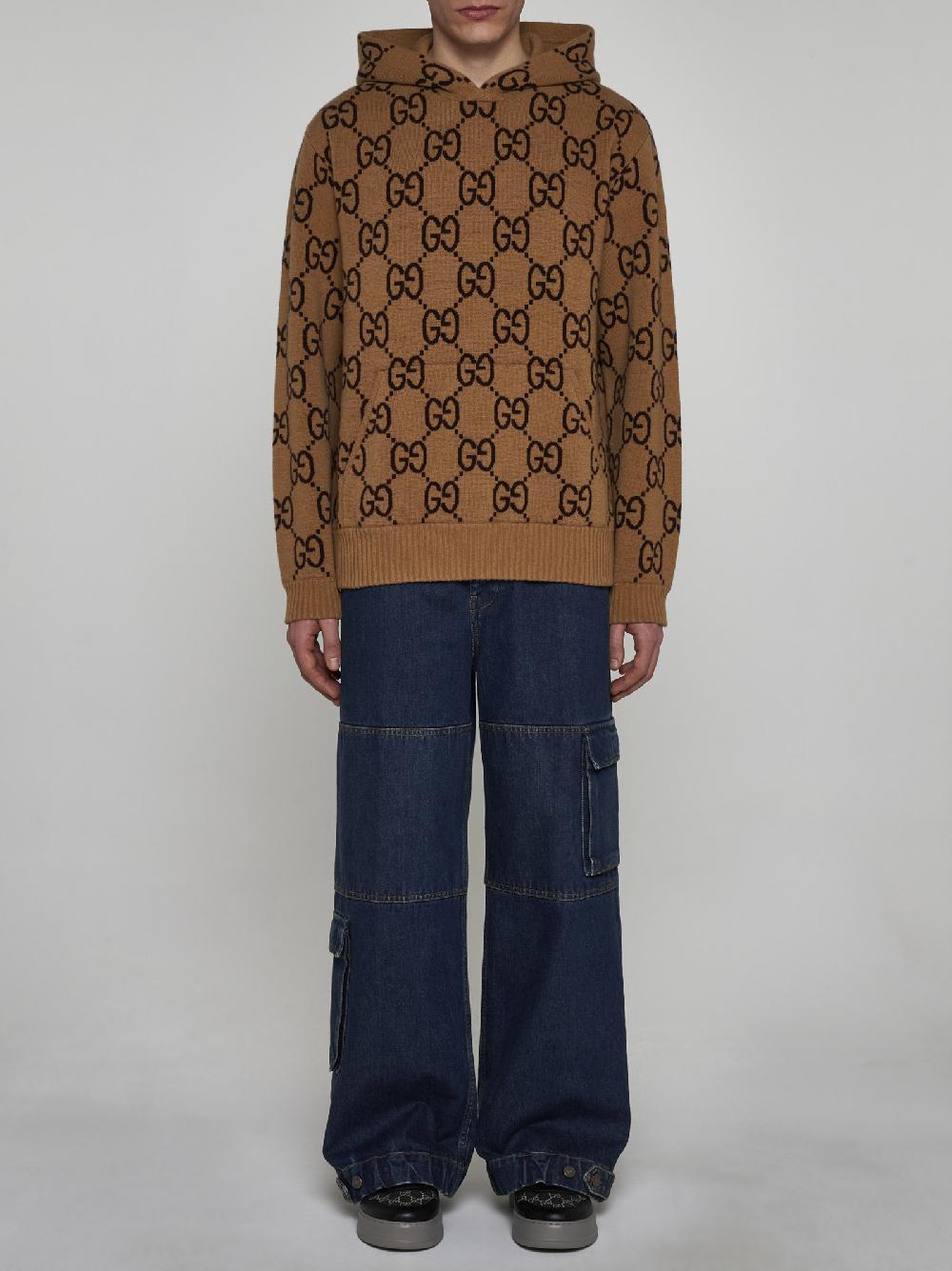 GUCCI Pull in lana GG con cappuccio Convenienza