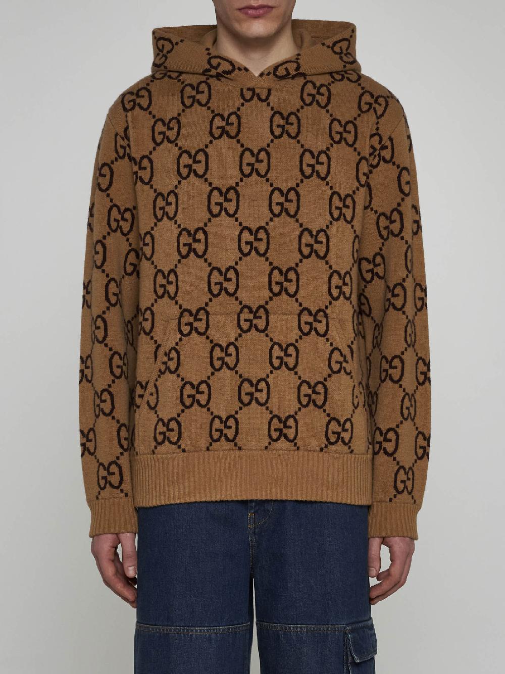 GUCCI Pull in lana GG con cappuccio Convenienza