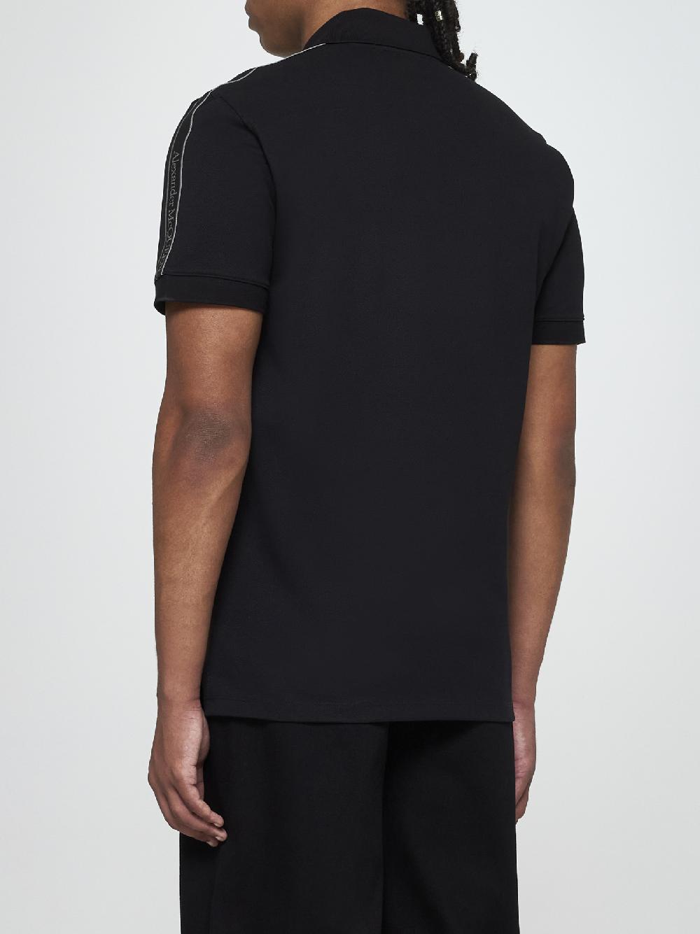 ALEXANDER MCQUEEN Polo in cotone con logo-tape Online
