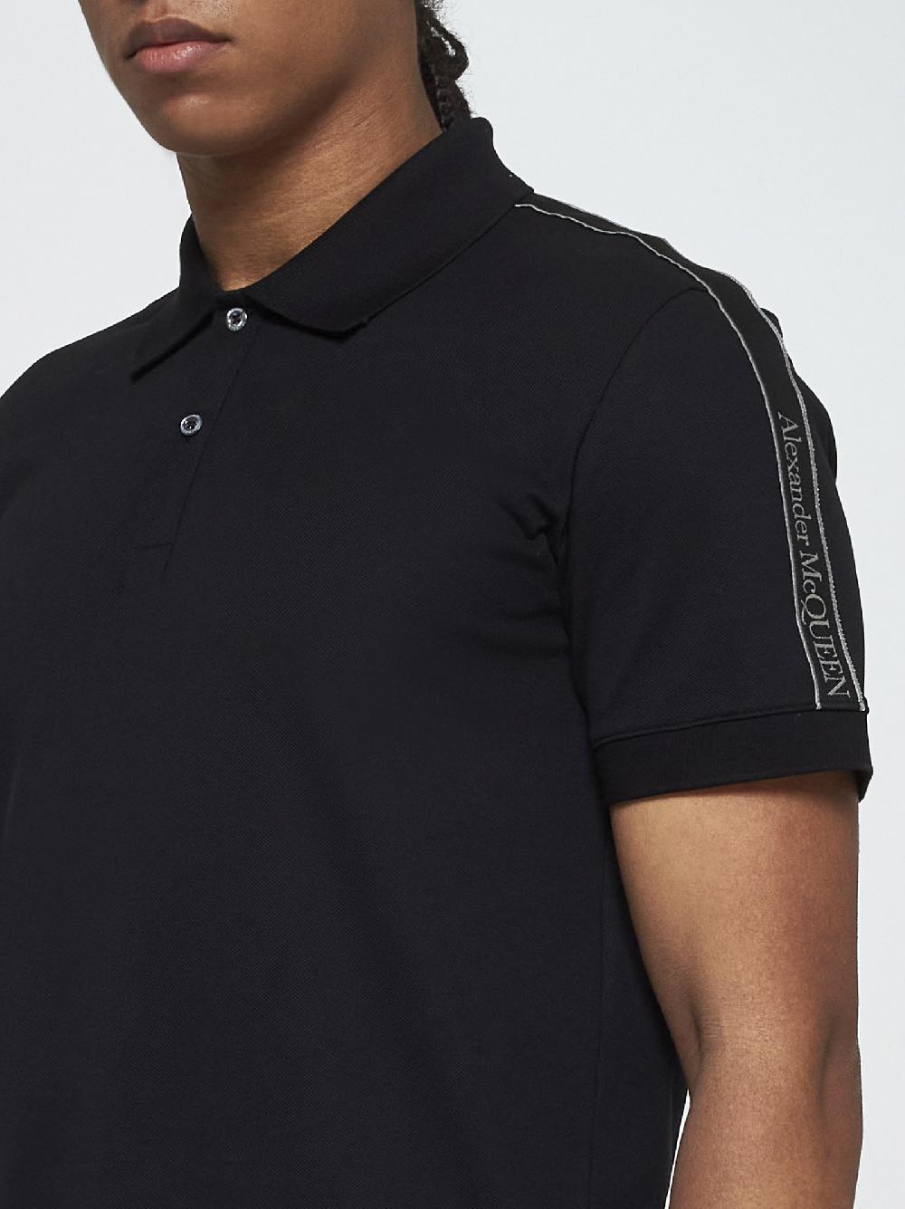 ALEXANDER MCQUEEN Polo in cotone con logo-tape Online