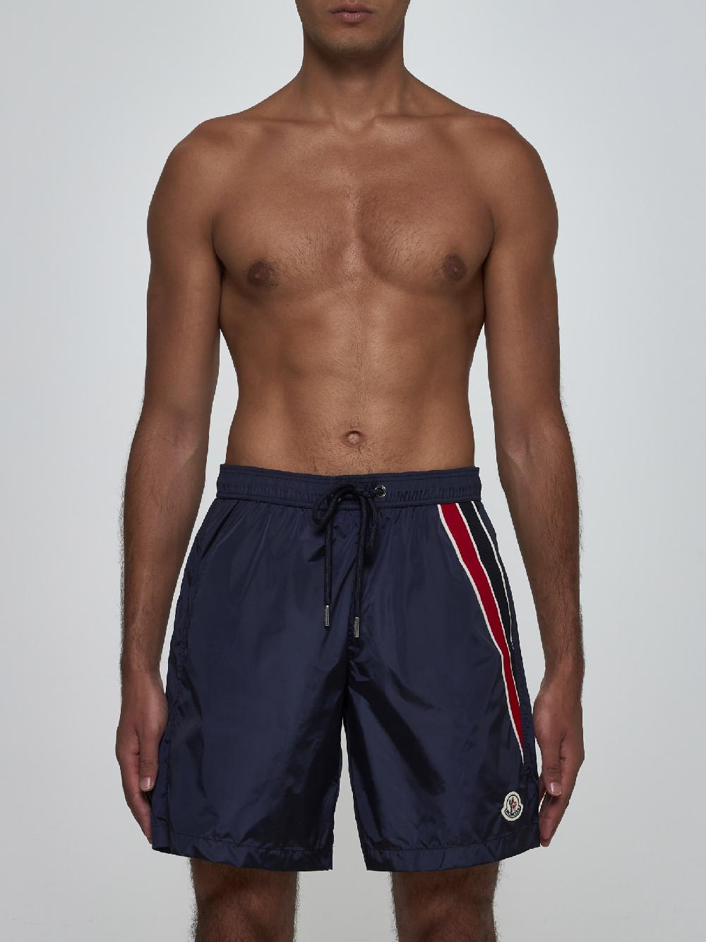 MONCLER Shorts da mare con logo In Vendita