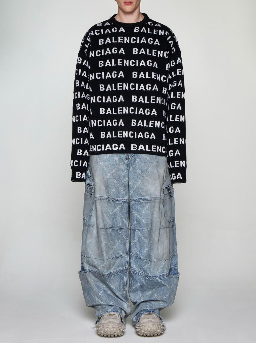 BALENCIAGA Pull in lana con logo Saldi