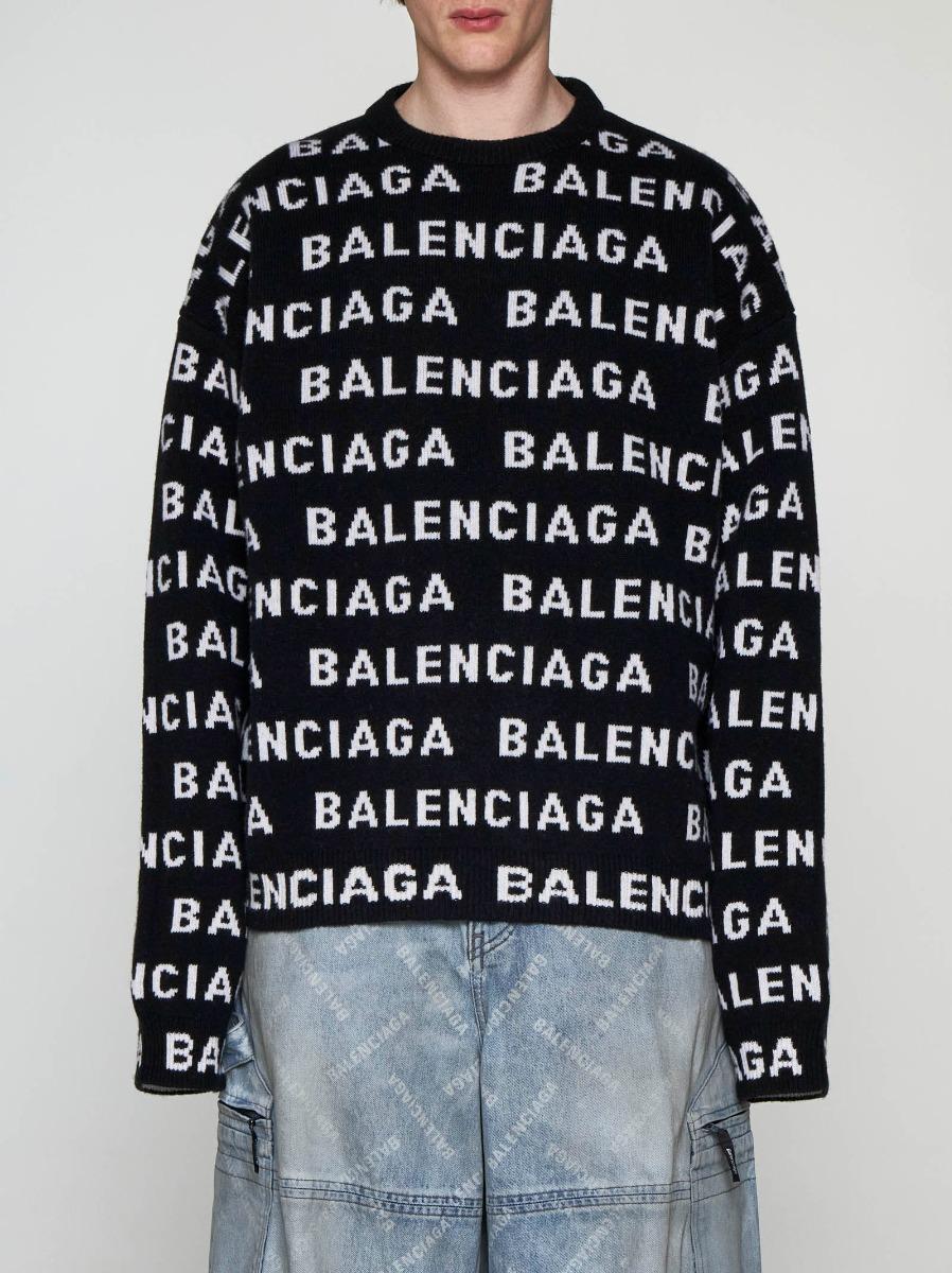 BALENCIAGA Pull in lana con logo Saldi