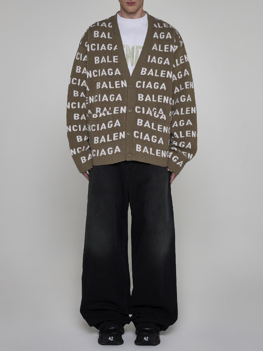 BALENCIAGA Cardigan in lana con logo Vendita Calda