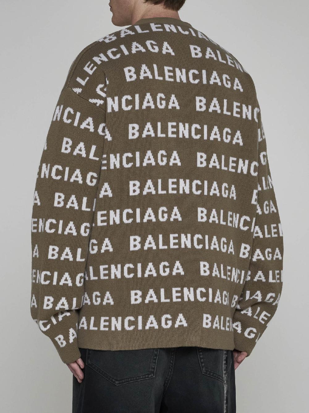 BALENCIAGA Cardigan in lana con logo Vendita Calda