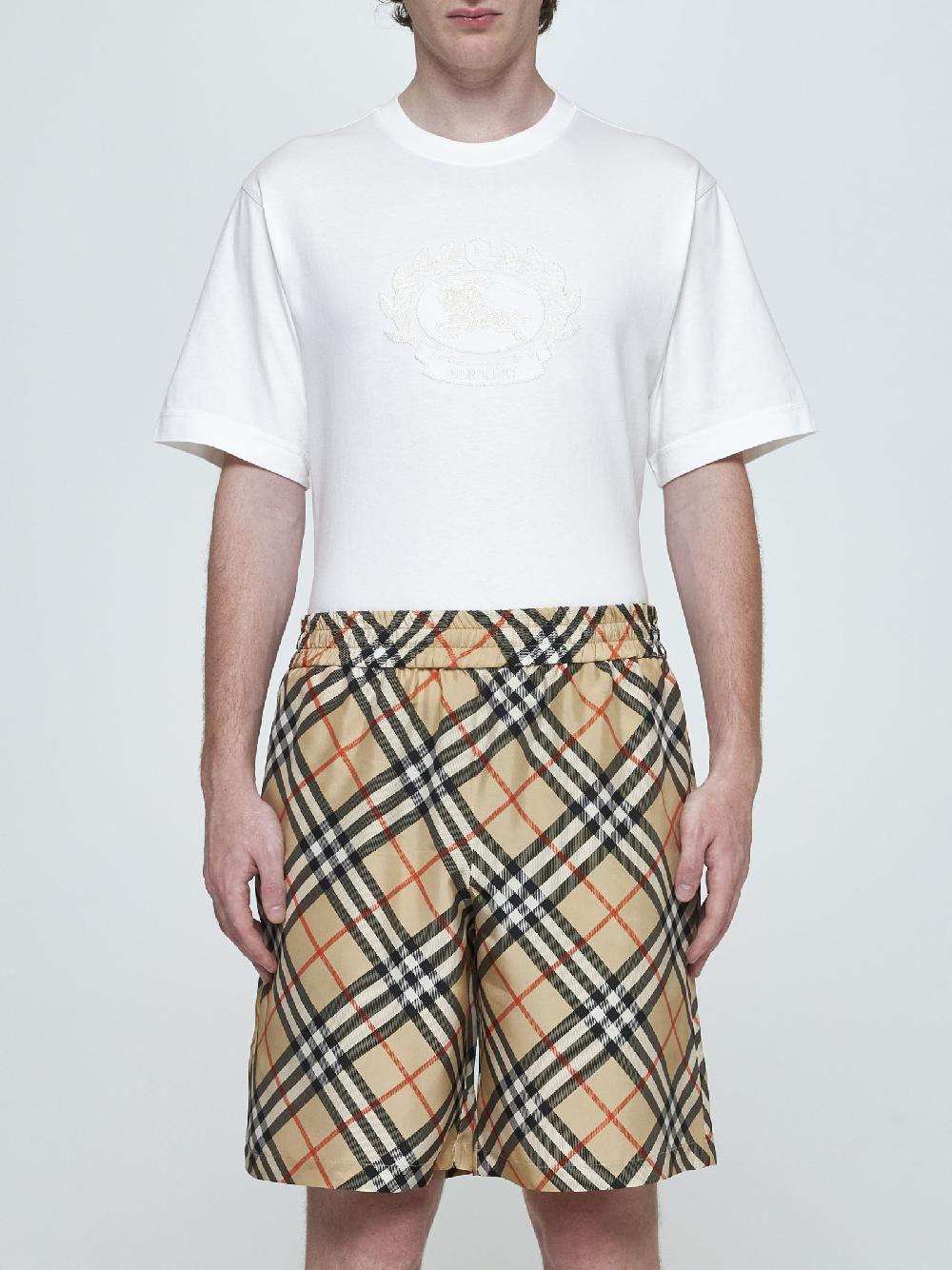 BURBERRY Shorts in seta a stampa check Italia